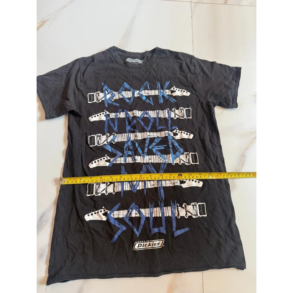 Dickies Rock N Roll Saved My Soul Graphic T-Shirt Black Boys XL 14-16 Guitar
